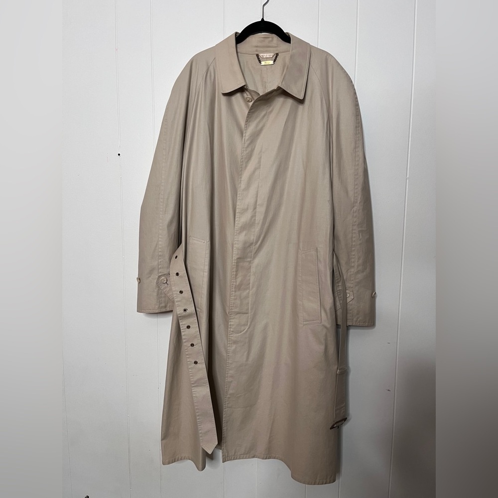 Sanyo Japanese Men's Beige Trench Coat 100% Cotton Belted Men's 44R